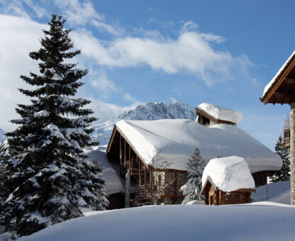 Chalets in the Alps during wintertime